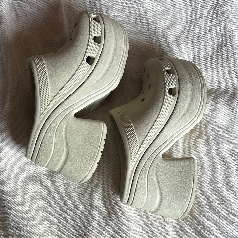 Women's Beige Platform Clogs